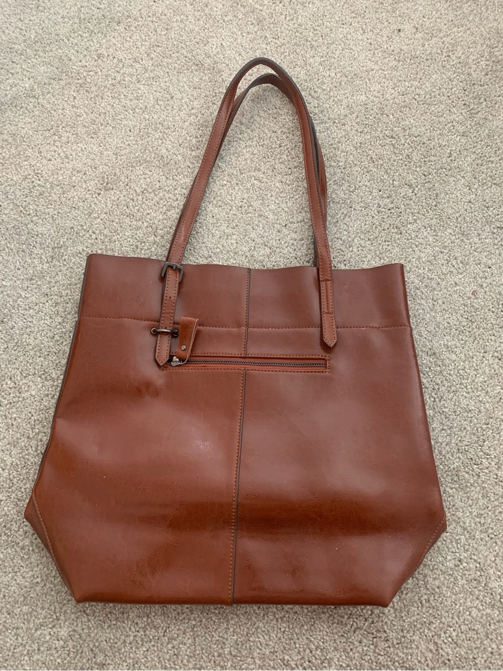 Kattee Genuine Leather Cognac Brown Classic Timeless Tote Bag Purse